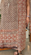 Brick red and black kota doria salwar suit- GD331
