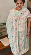 Light beige and Teal cotton Hakoba suit - 6D99