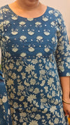 Blue printed cotton kurti set