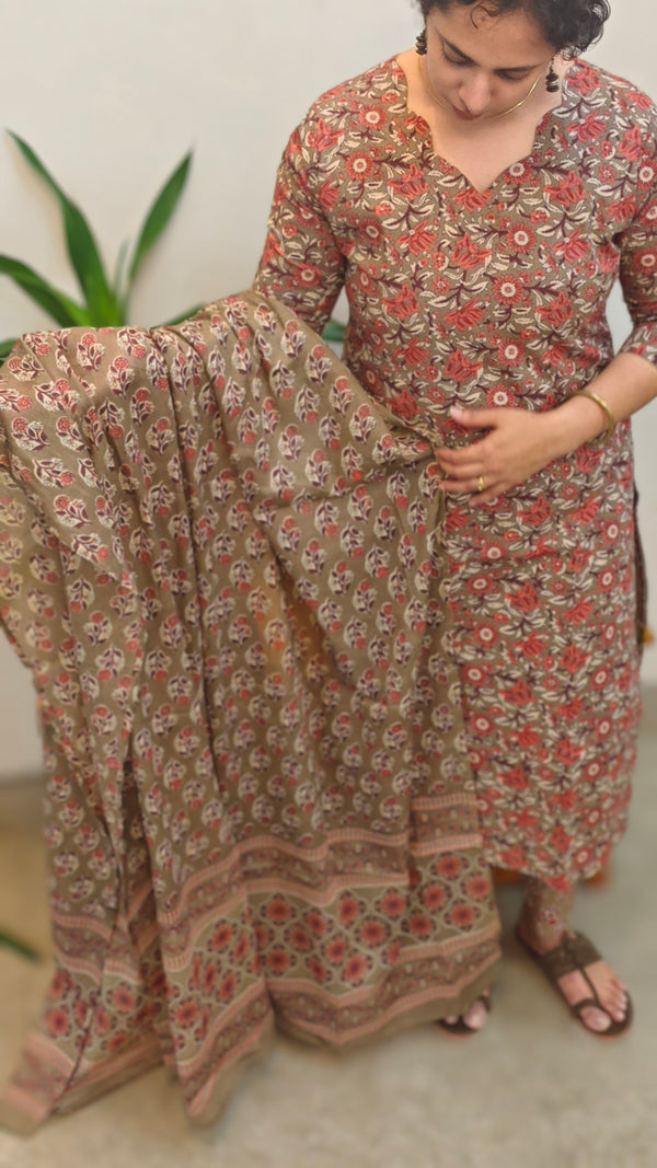 Printed cotton kurti set