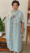 Aqua blue mal chanderi suit