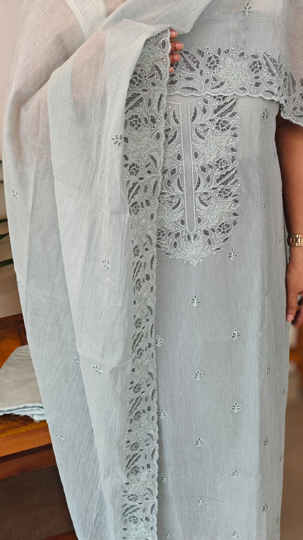 Aqua blue mal chanderi suit