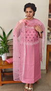 Pink semi silk suit