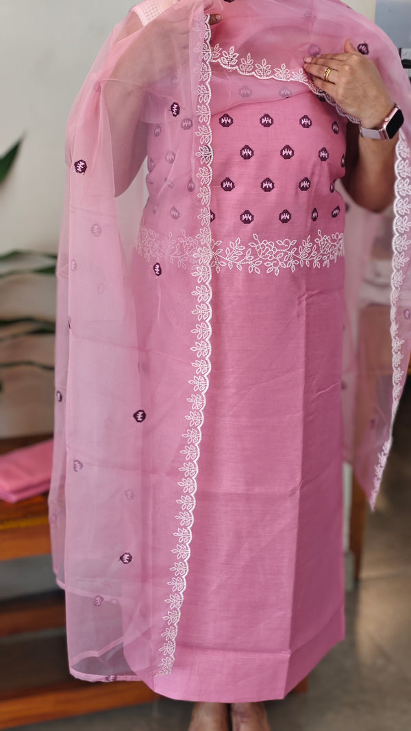 Pink semi silk suit
