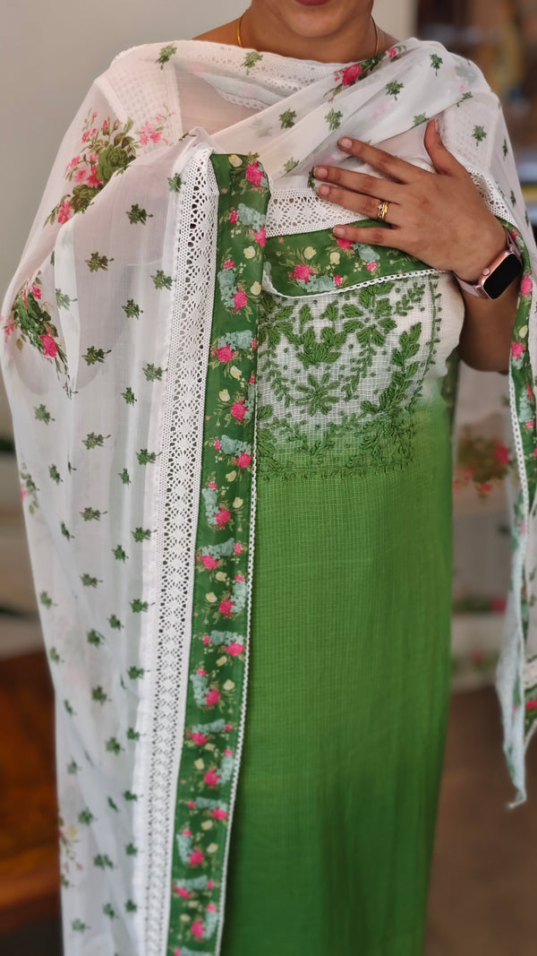 Green ombre net kota suit