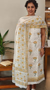 Applique and block print suit - Yellow - 5RCV