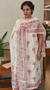 Applique and block print suit - Pink- 5RCV
