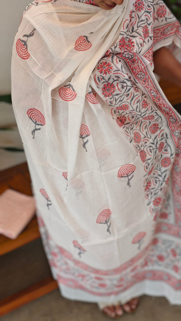 Applique and block print suit - Pink- 5RCV