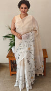 Off white tissue linen saree