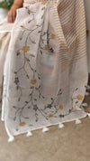 Off white tissue linen saree