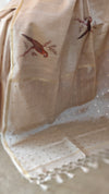 Beige semi tussar silk saree