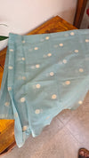 Teal mal chanderi applique saree