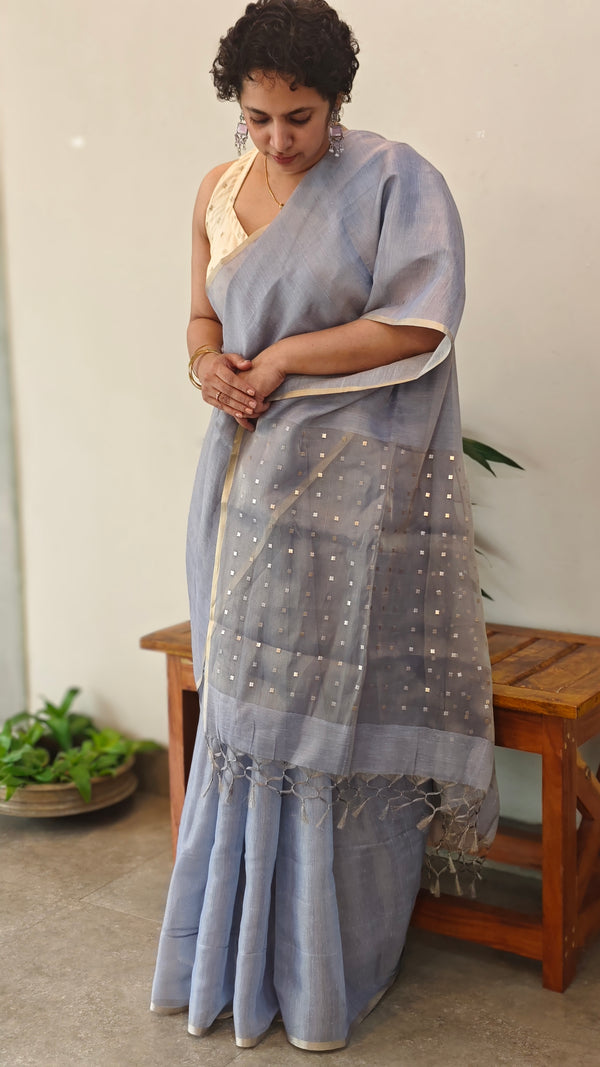 Lavender tissue linen saree