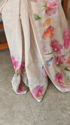 Beige tissue linen saree - W492