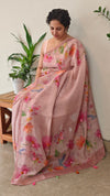 Nude pink tissue linen saree - W492