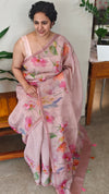 Nude pink tissue linen saree - W492
