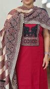 Maroon and Black cotton suit