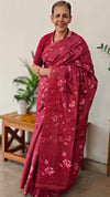 Dark pink desi tussar silk saree - 637B