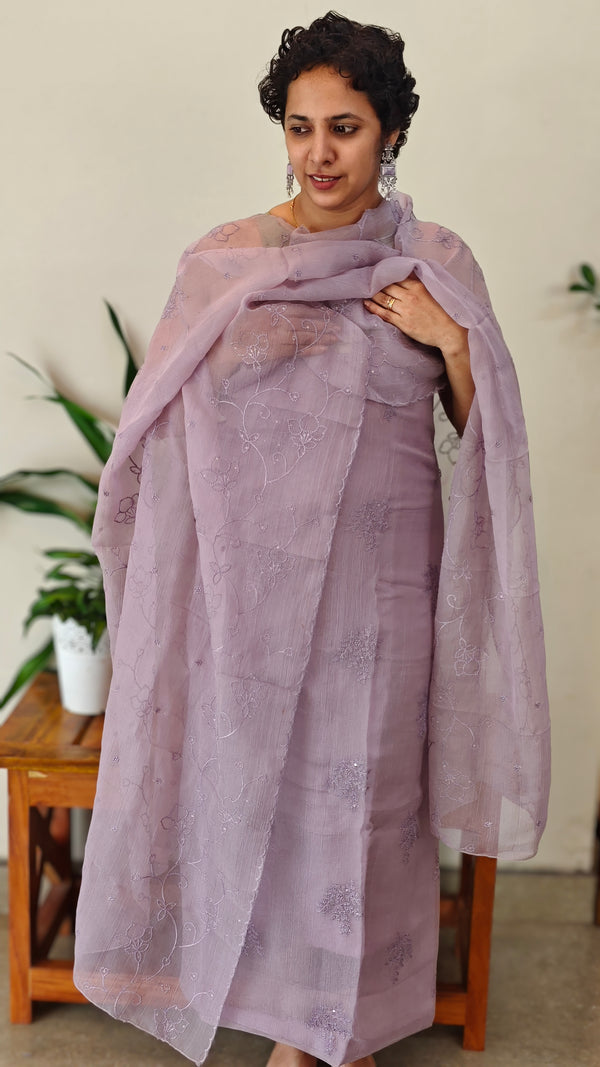 Dusty lavender crushed organza suit - 6A20