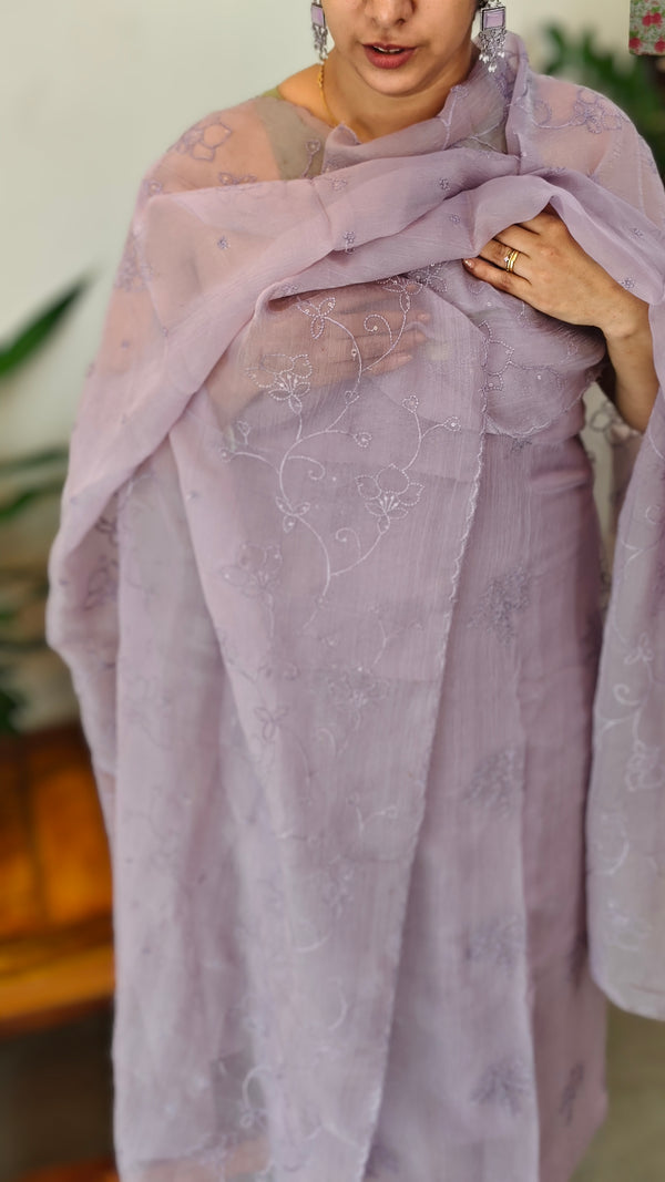 Dusty lavender crushed organza suit - 6A20