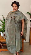 Green embroidered tussar silk suit