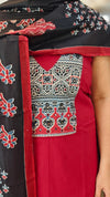 Red and black cotton suit
