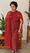 Brick red printed cotton suit