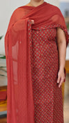 Brick red printed cotton suit