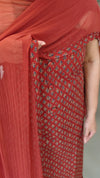Brick red printed cotton suit