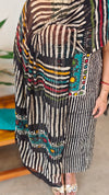 Black and white cotton suit - Turquoise