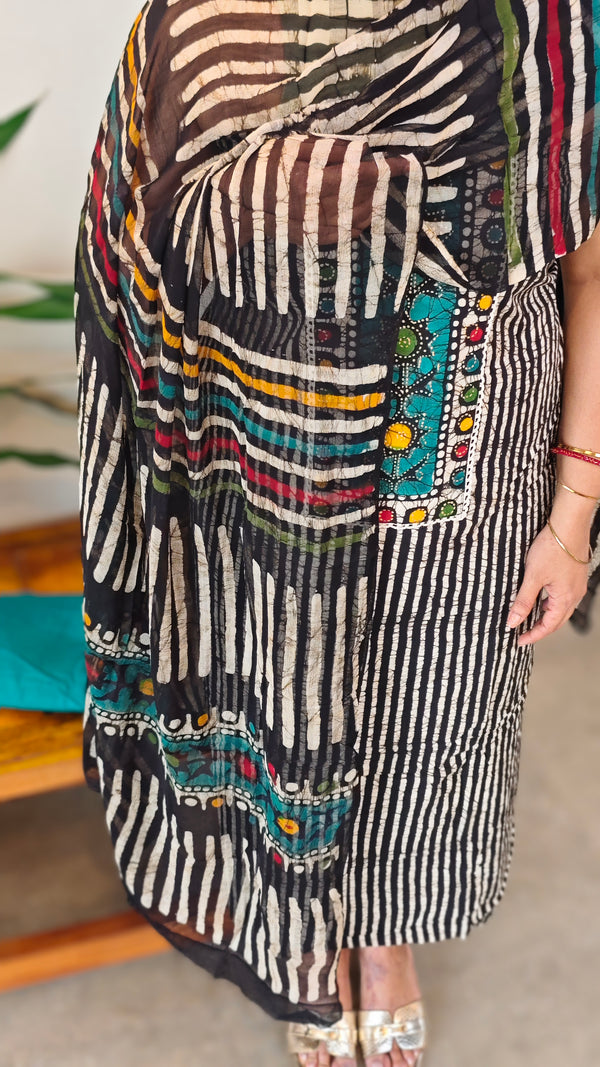 Black and white cotton suit - Turquoise