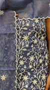 Blue embroidered net kota suit
