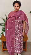 Mauve embroidered net kota suit
