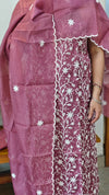 Mauve embroidered net kota suit