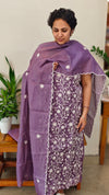 Lavender embroidered net kota suit