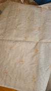 Beige Handloom Desi tussar silk applique saree