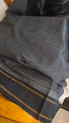 Beige and Black handloom desi tussar silk saree - A139