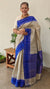 Beige and Blue handloom desi tussar silk saree - A139