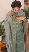 WZCW - Basil Green Cutwork Tussar silk suit