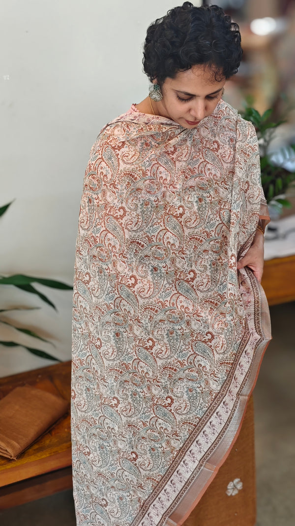 Brown linen salwar suit- LN428