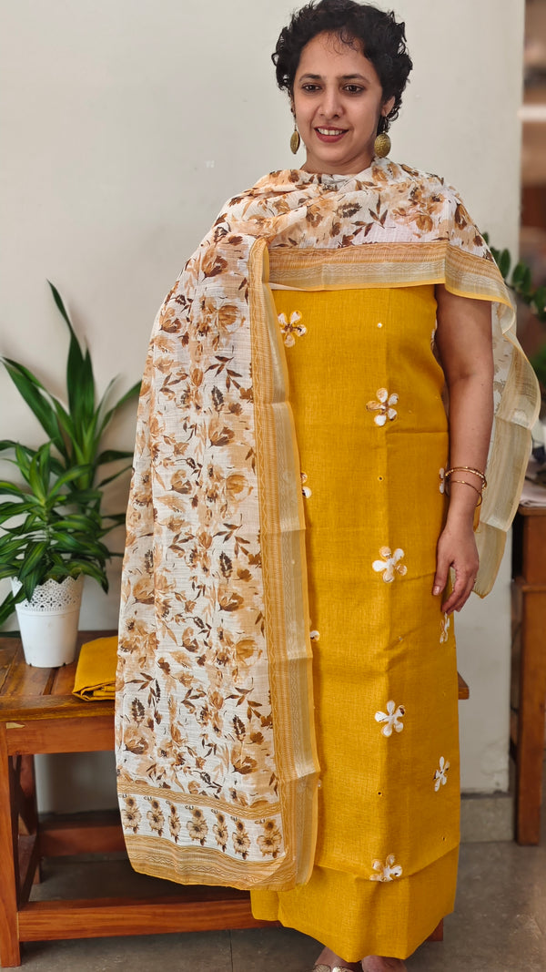 Mustard Linen salwar suit - LN428