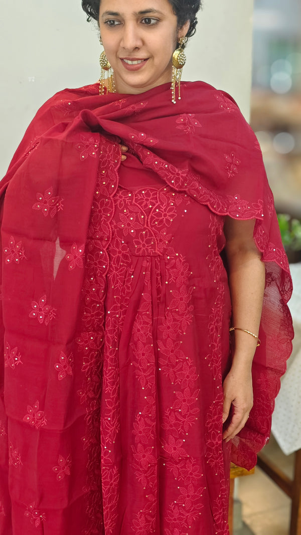 Maroon muslin salwar suit - 4418