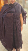 Coffee brown with violet Muslin salwar suit - 4418