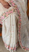 Light beige kota saree with cutwork - B