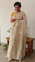 Light Beige and mustard Linen chanderi saree - X32