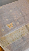 Light Beige and mustard Linen chanderi saree - X32