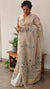 Light beige and Teal linen chanderi saree - X32