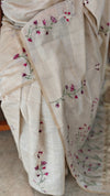Light Beige and Dark pink linen chanderi saree - X32