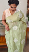 Pista Green embroidered net kota saree