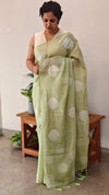 Pista Green embroidered net kota saree